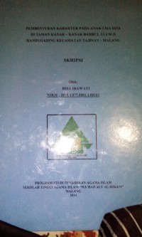 Pembentukan karater pada anak usia dini di TK bahrul ulum randu gading tajinan