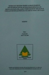 Penerapan Metode Pembelajaran Examples non examples untuk Optimalisasi Siswa dalam Menguasai Mata Pelajaran Fikih Buyu' Kelas Ix di Sekolah Menengah Pertama Ma'arif 01 Nurul Muttaqin